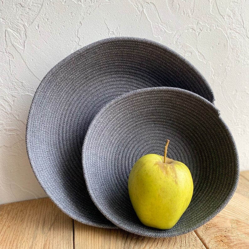Set of 2 Grey Rope Bowl