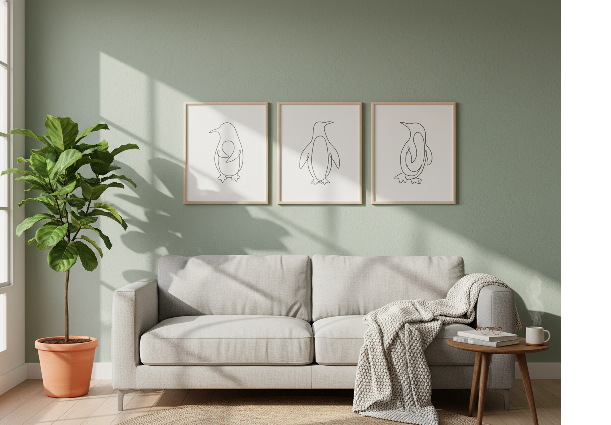 Set Of Three penguin drawing