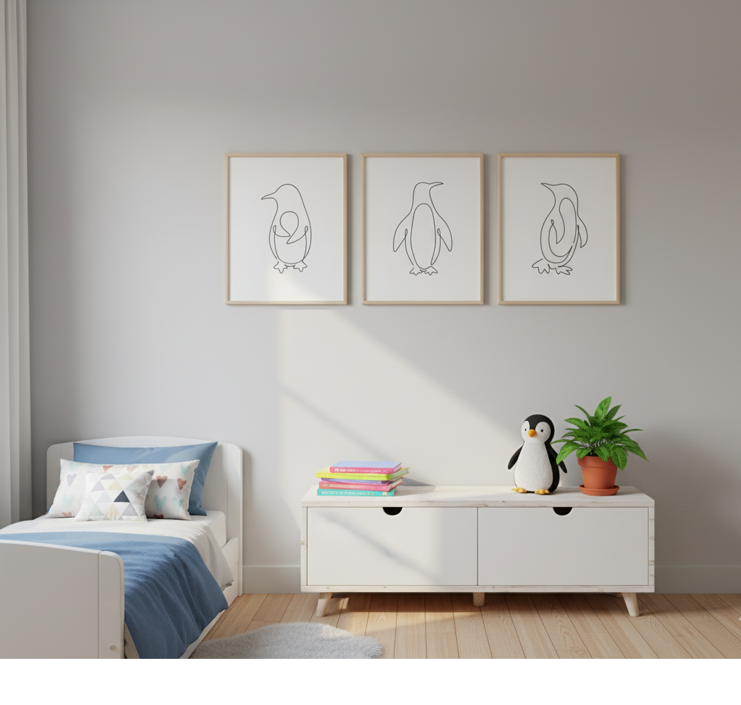 Set Of Three penguin drawing