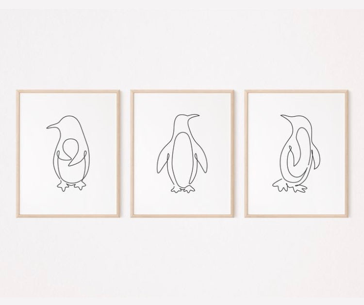 Set Of Three penguin drawing