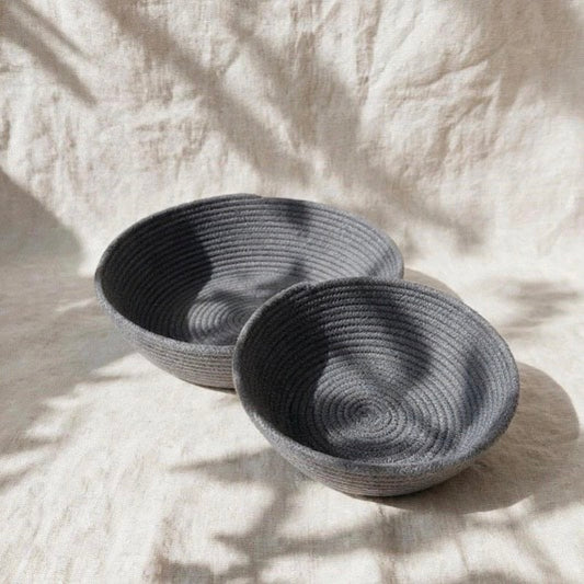 Set of 2 Grey Rope Bowl