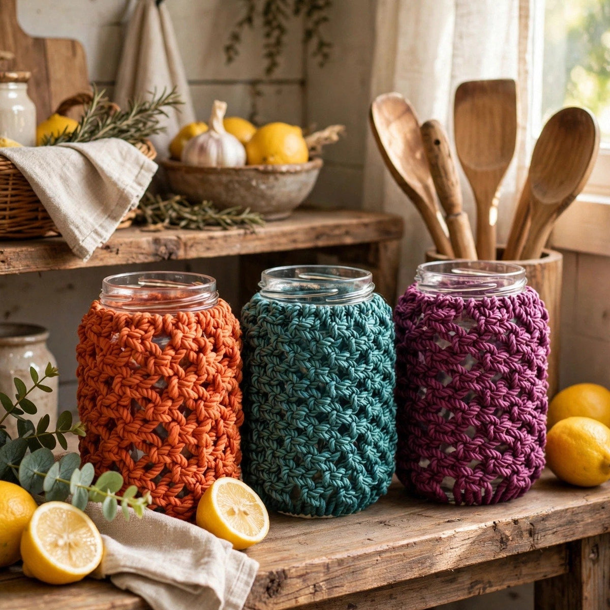 Decorative Jars – Set of 3 (Orange, Magenta & Teal)