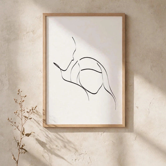 A framed line art drawing 