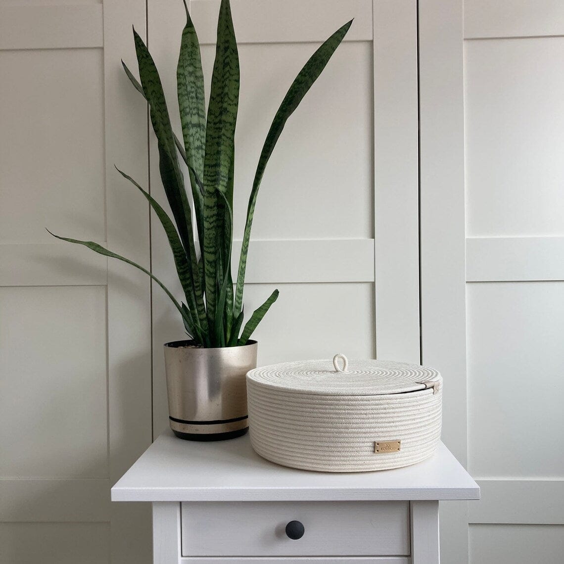 White Basket with Lid