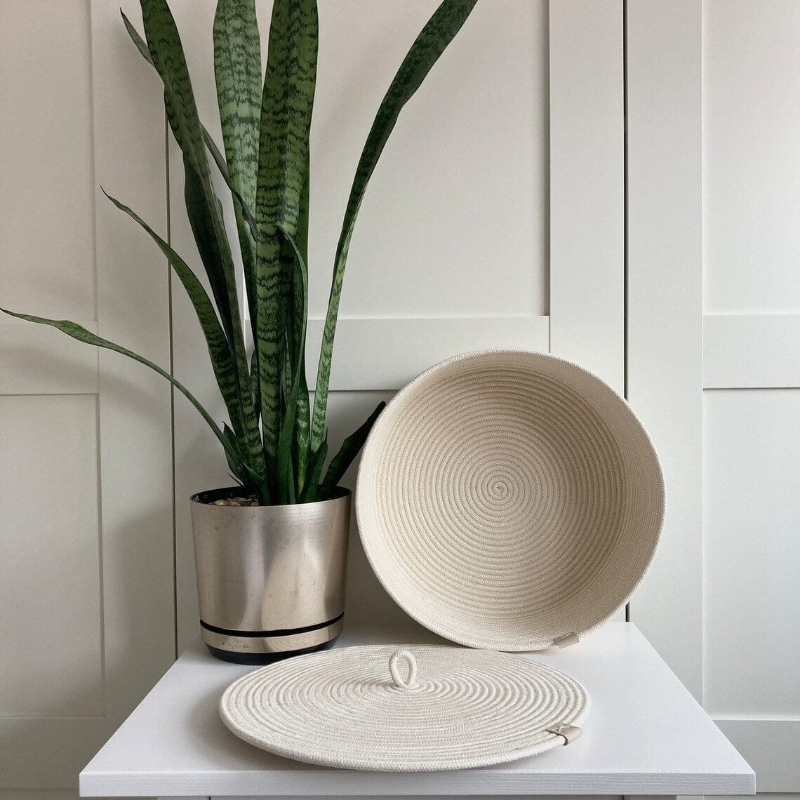 White Basket with Lid