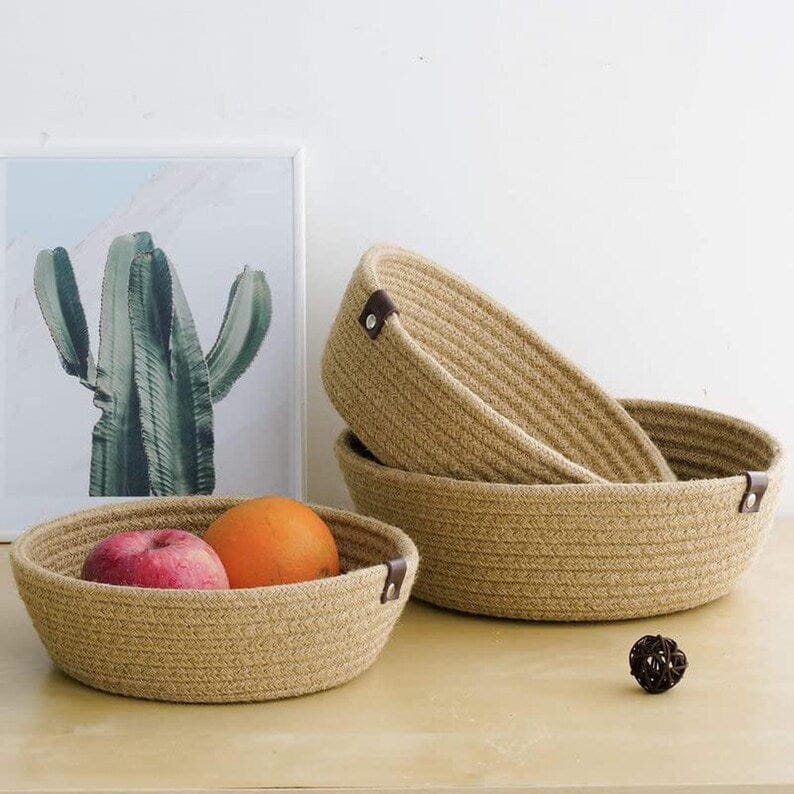 Set Of 3 Jute Rope Baskets