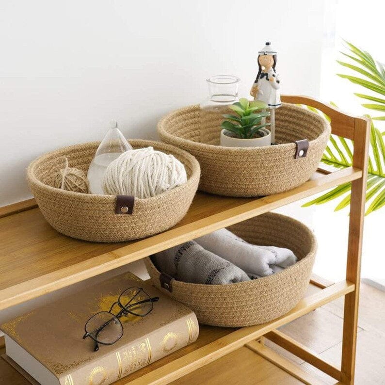 Set Of 3 Jute Rope Baskets