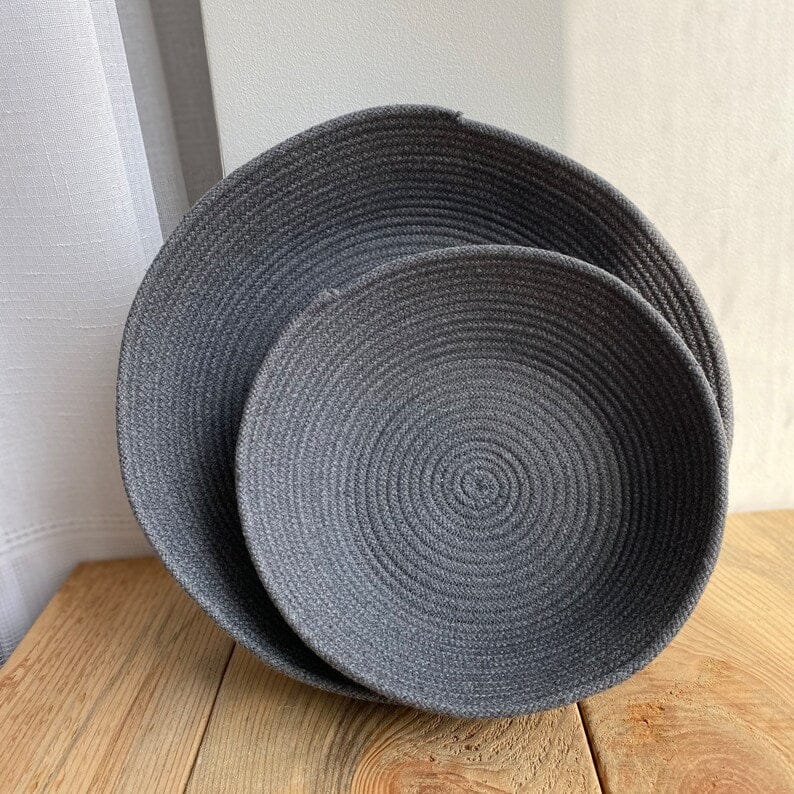 Set of 2 Grey Rope Bowl