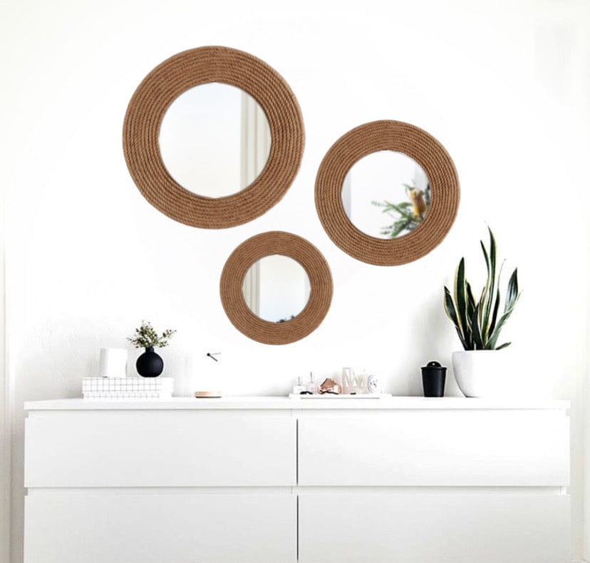 Set of 3 Jute Mirror