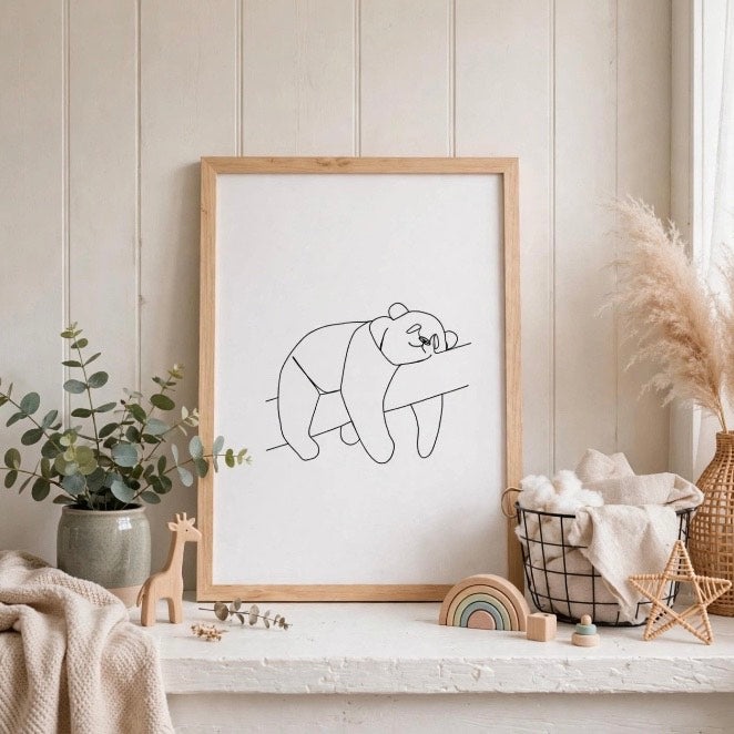 Line Boho panda Frame